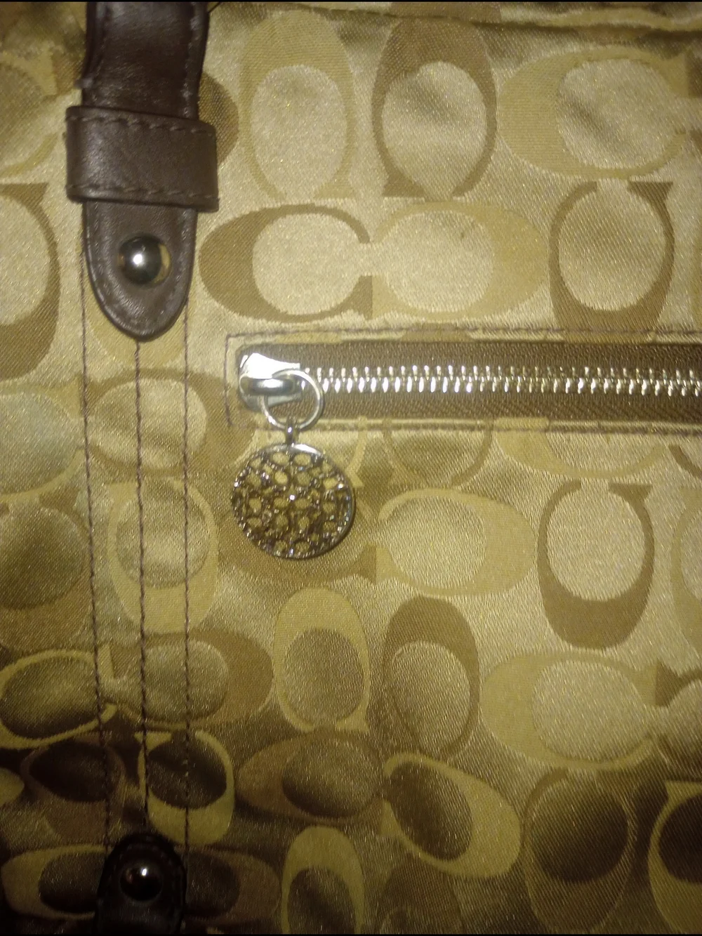 Coach Alexandria Signature Tote in Khaki and Brown